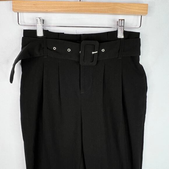 Vylette Black Belted Paper Bag Waist Dress Pants 1 - Picture 4 of 7